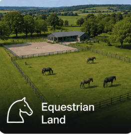 Equestrian land for sale UK — paddocks stables and horse facilities