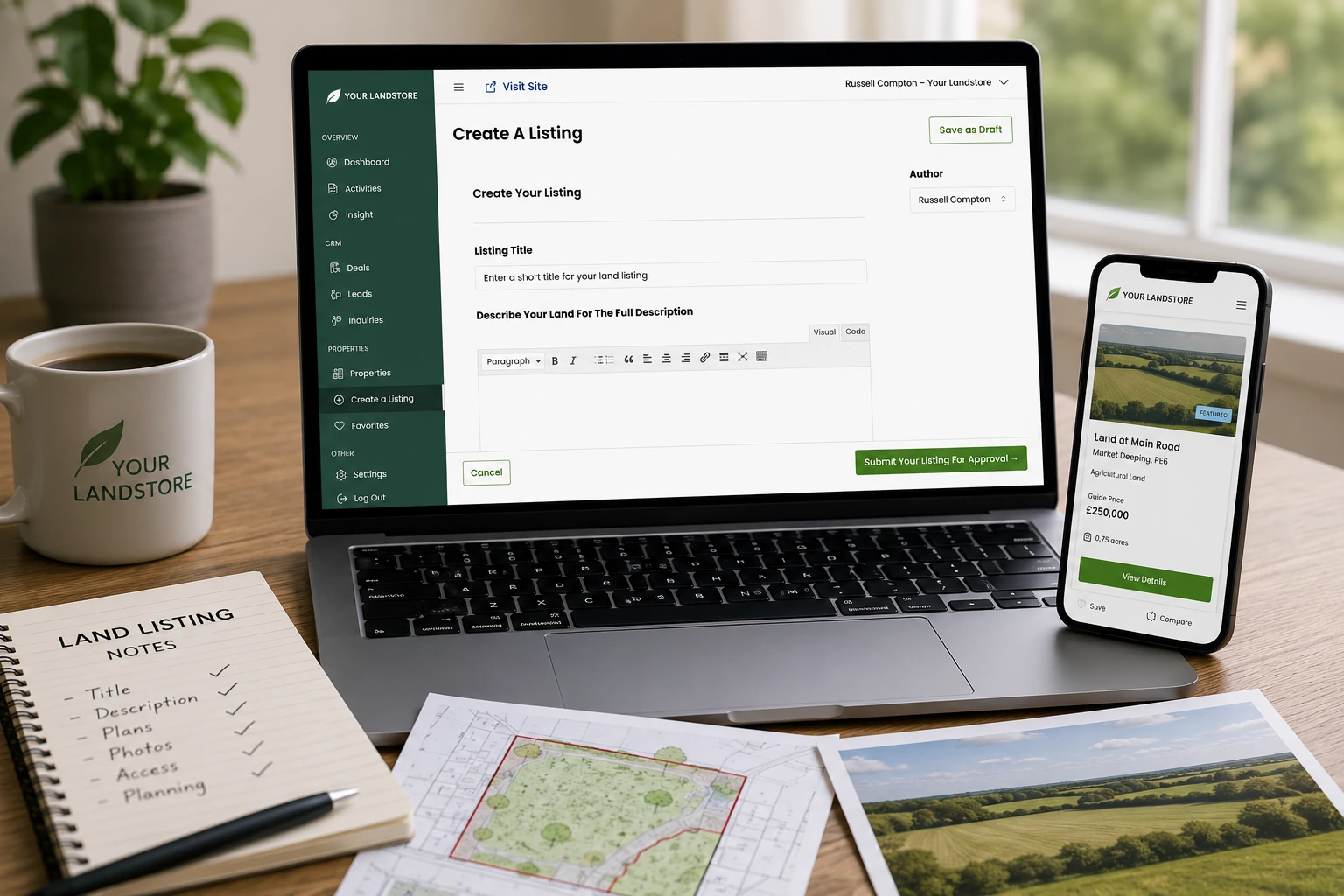 YourLandStore Create a Listing page for landowners listing land for sale online
